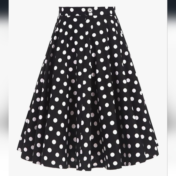 Polka Dot Flare Skirt - Black and White NWT - Picture 3 of 14